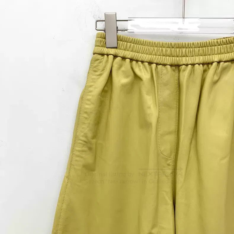 Loewe Loewe size XS Yellow lamb leather logo embossed casual wide Size 22" - 3 Thumbnail