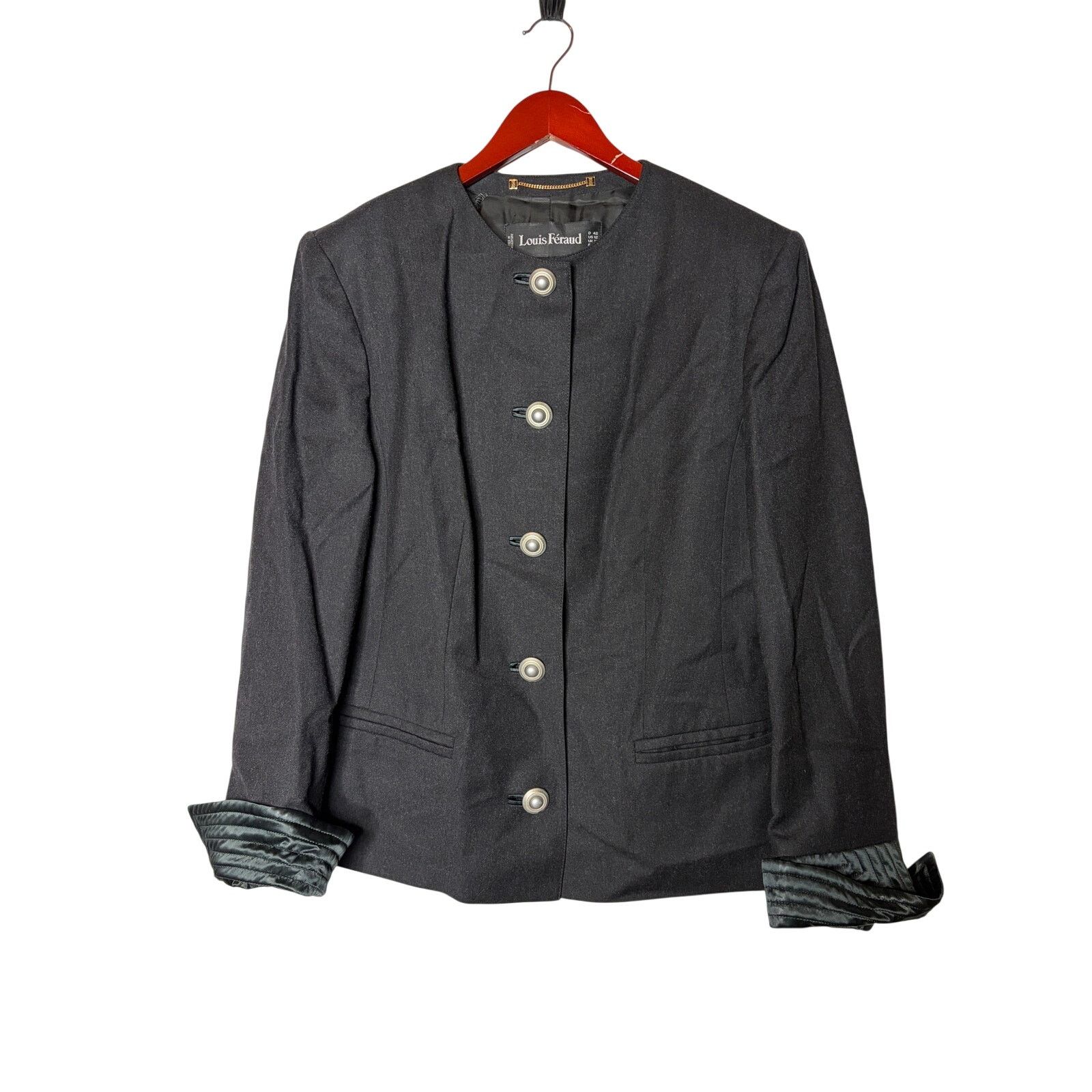 Louis Feraud Vintage Louis Feraud Blazer Jacket Black Minimalist 90s 12 Size XL / US 12-14 / IT 48-50 - 1 Thumbnail