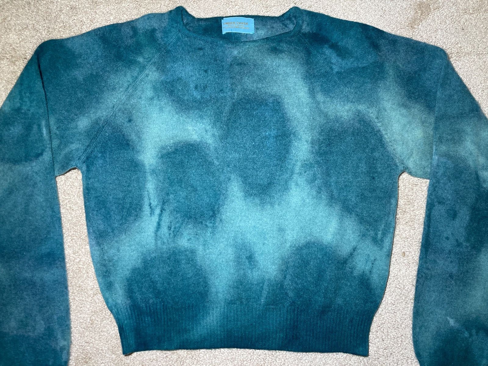 AW97 Undercover Leaf Green Wool Cropped Knit 90s 1997 Bleach