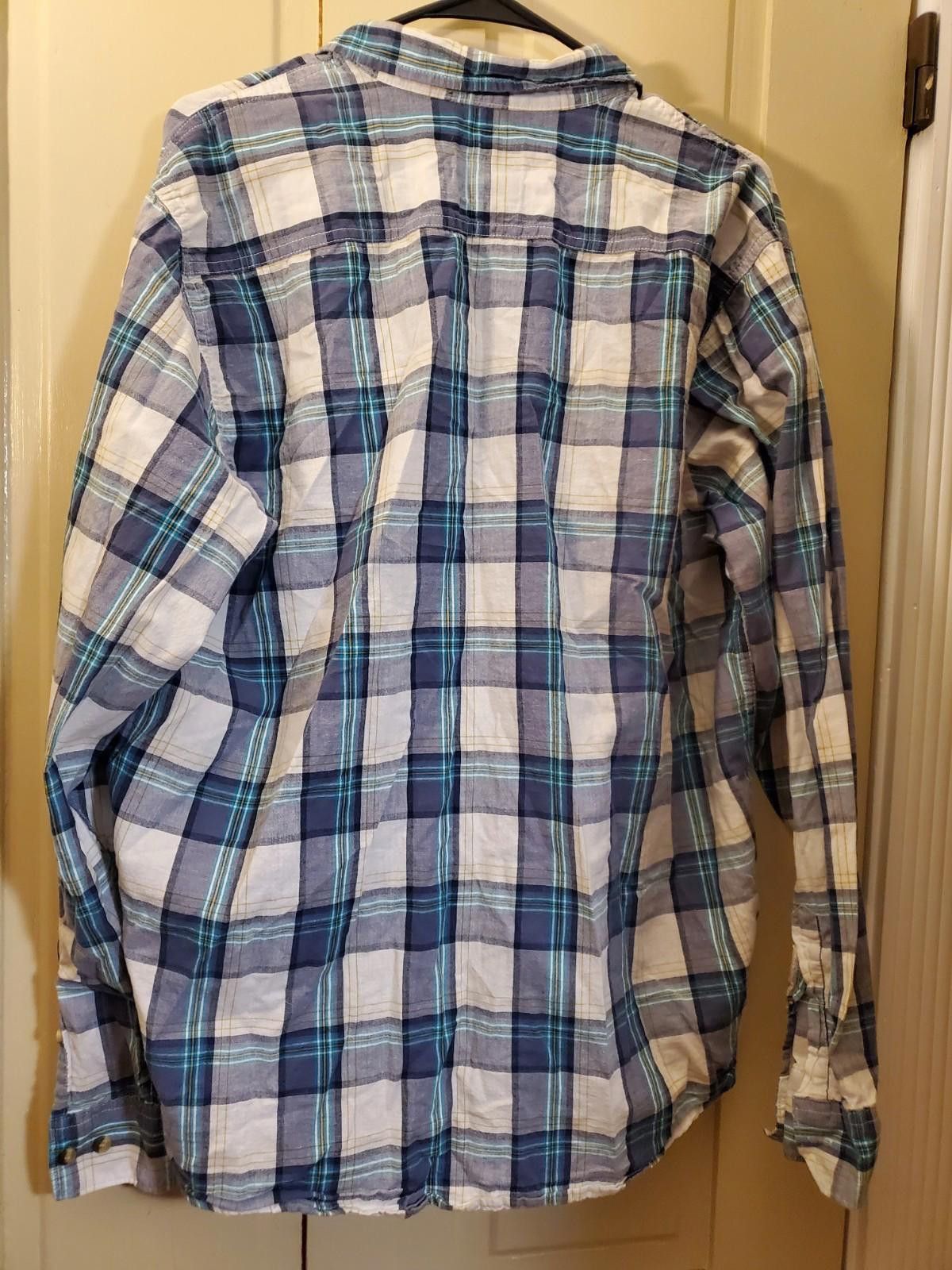Wrangler Wrangler Men's Blue Plaid Shirt XL Button Down Pocket Size US XL / EU 56 / 4 - 4 Thumbnail