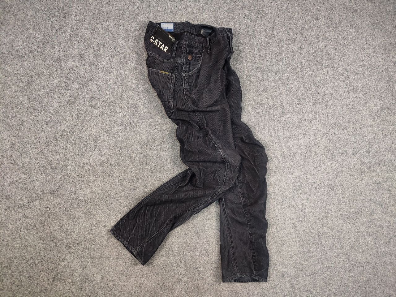 G-Star Vintage G Star Raw Arc 3D Loose Tapered Corduroy Black Pants Size US 30 / EU 46 - 7 Thumbnail