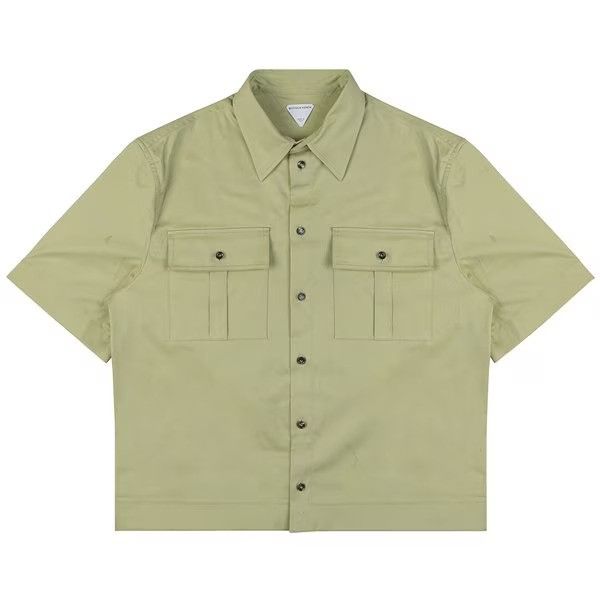 Bottega Veneta o1s1rm0326 Short-Sleeved Cotton Shirt in Green Size US S / EU 44-46 / 1 - 1 Preview