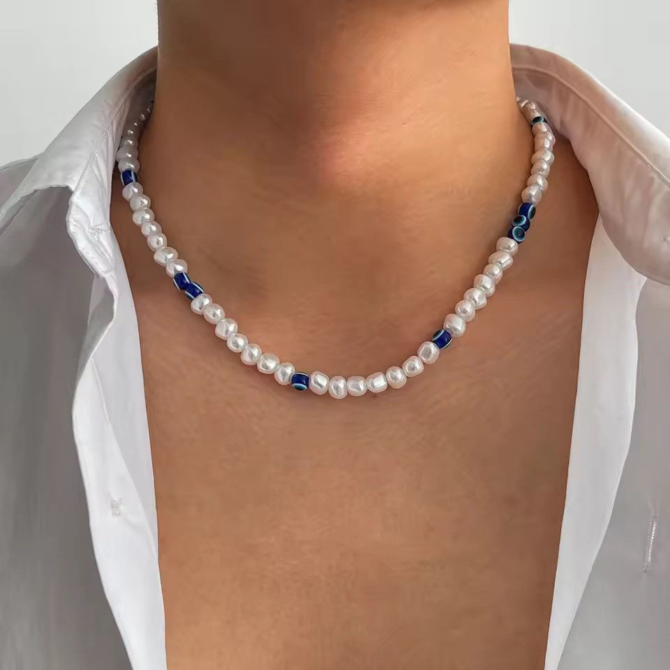 Jewelry Imitation Baroque Acrylic Pearl Demon Eye Bead Necklace Size ONE SIZE - 1 Thumbnail