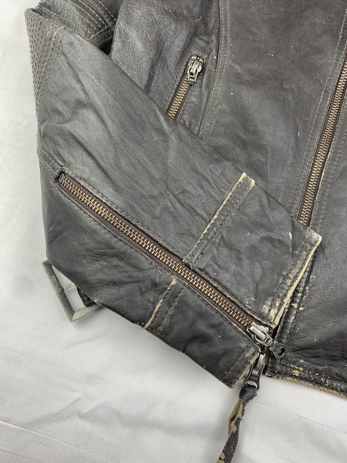 Japanese Brand Le Mieux Japan Brown Biker Iconic Type Leather Trash Jacket Size L / US 10 / IT 46 - 6 Thumbnail
