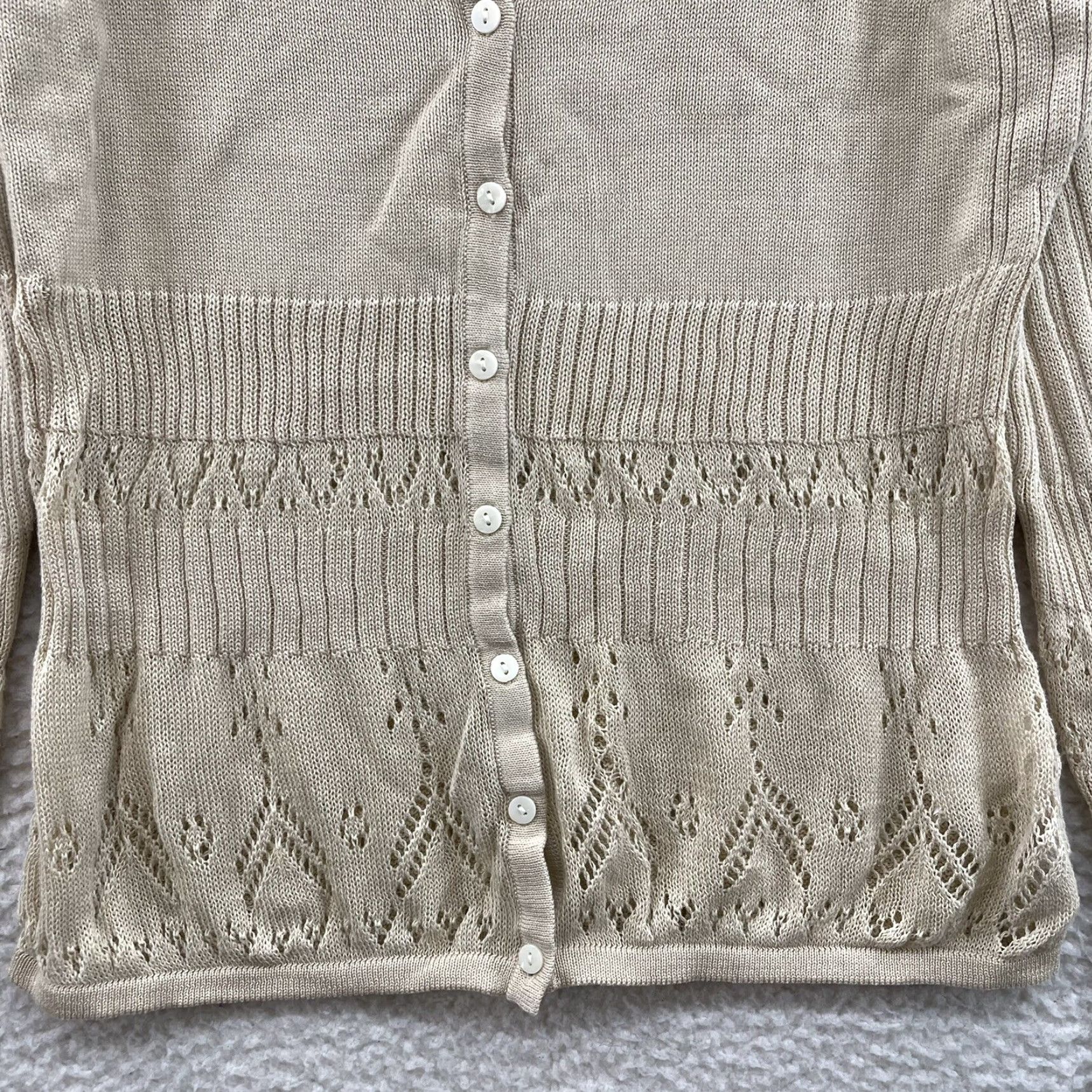 Tommy Hilfiger VINTAGE Tommy Hilfiger Cardigan Sweater XL Beige Knit Grunge Boho Fairy Y2K Size XL / US 12-14 / IT 48-50 - 4 Thumbnail