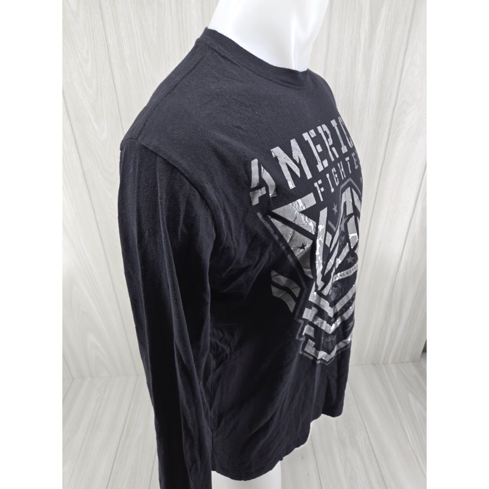 Vintage American Fighter Shirt Mens Large Black Long Sleeve Graphic MMA Size US L / EU 52-54 / 3 - 7 Thumbnail