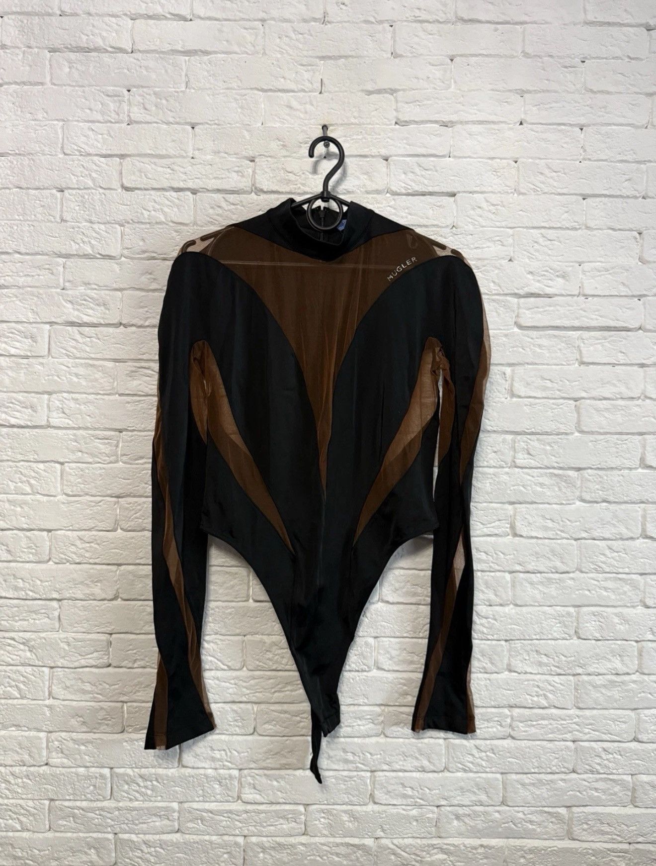 Mugler Mugler x HM Mesh Panel Bodysuit Black Brown Rare Sz 46 L Size L / US 10 / IT 46 - 1 Thumbnail