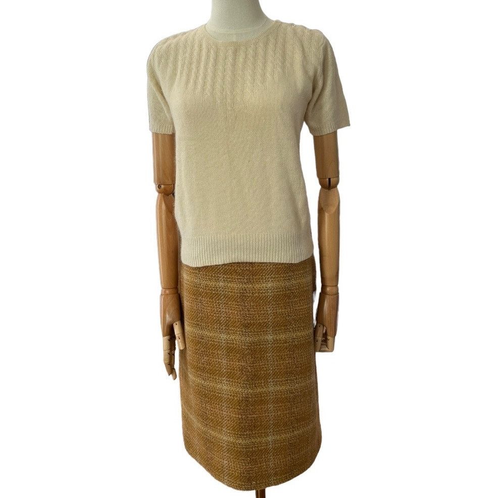 J.Crew J.Crew 'Sunnie Pencil Skirt' in Mustard Tweed size 6 Size 28" / US 6 / IT 42 - 2 Thumbnail