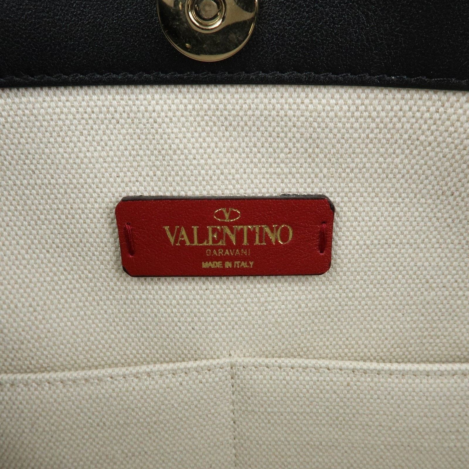 Valentino Valentino Rockstud VLTN Canvas Tote White Size ONE SIZE - 8 Thumbnail