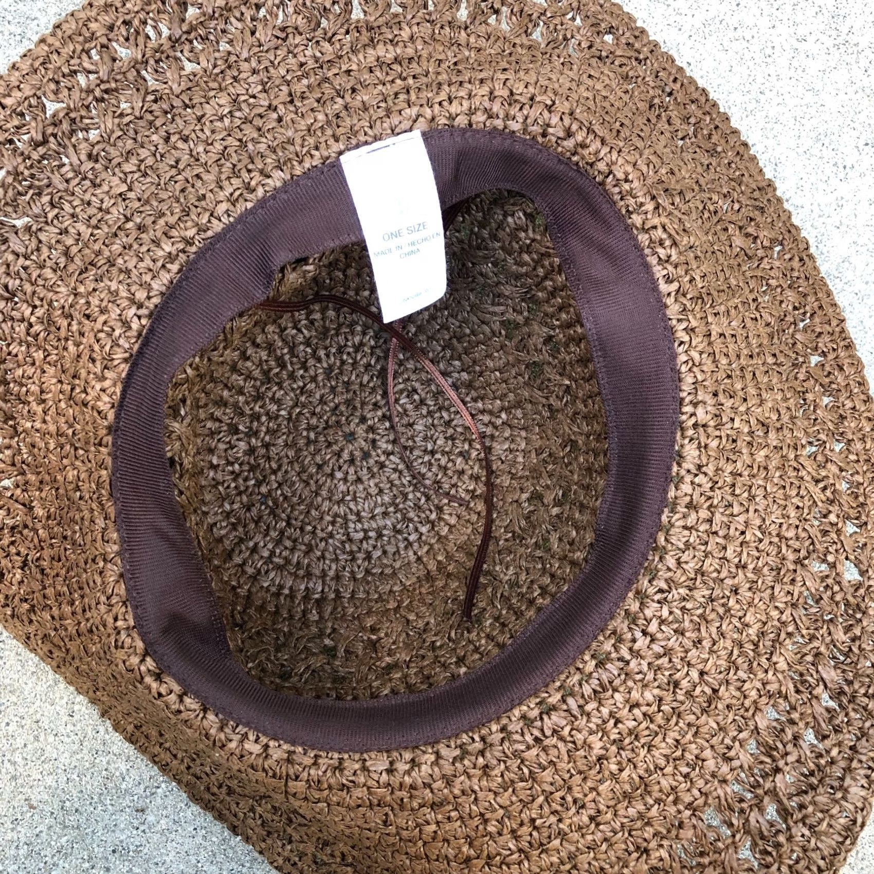 Vintage VINTAGE TIME & TRU Floppy Sun Hat Women's One Size Wide Brim Cap Crochet Brown Packable Sun Hat Womens One Size Brown Packable Size ONE SIZE - 4 Thumbnail