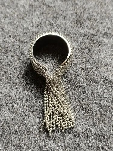 Jewelry Resizable 18K PVD Plated Stainless Steel Chain Tassel Ring Size ONE SIZE - 6 Thumbnail