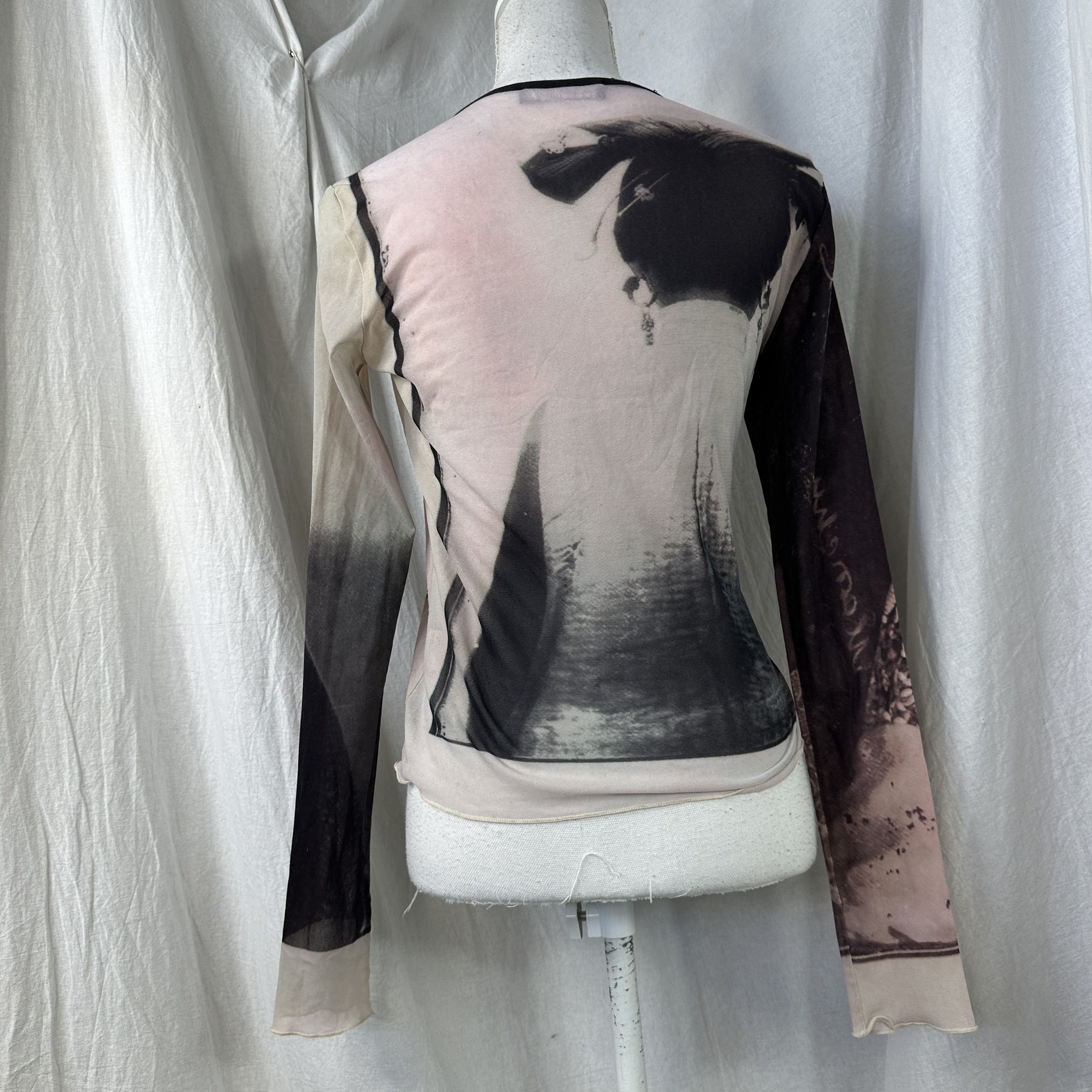 Cop Copine × Vintage Vintage Avant Garde opium Cop Copine Printed Mesh Top 00s Size M / US 6-8 / IT 42-44 - 9 Thumbnail