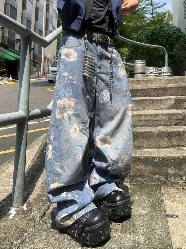 Jean Asabuki x Jinno Vintage Floral Wide-Leg Jeans Size US 32 / EU 48 - 4 Thumbnail