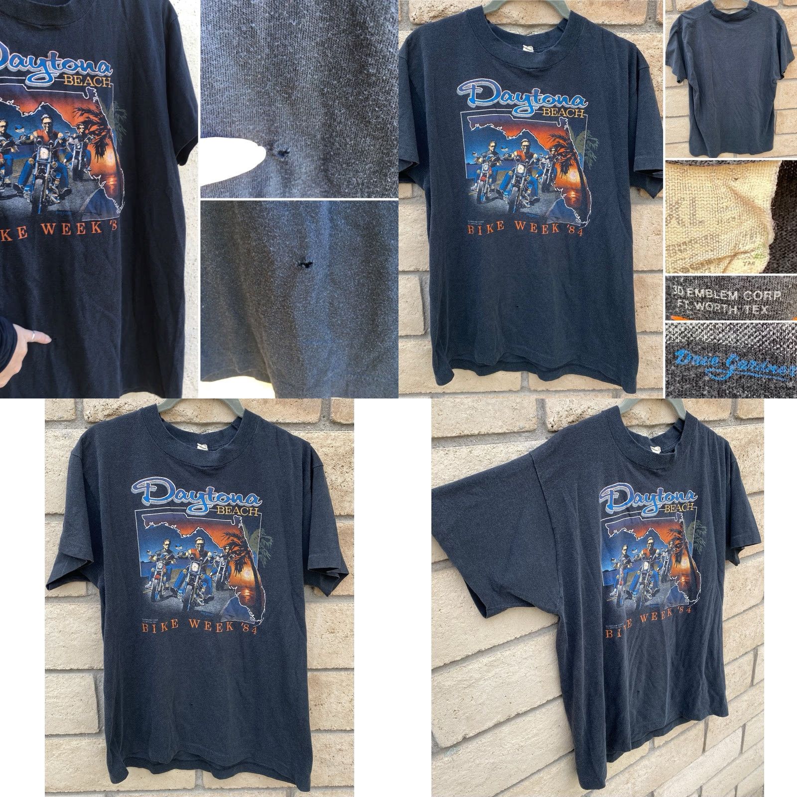 Vintage VINTAGE Daytona Beach Bike Week 84 T Shirt 3D Emblem Biker Tee XL 1980s Black Mens graphic tee Size US XL / EU 56 / 4 - 9 Thumbnail