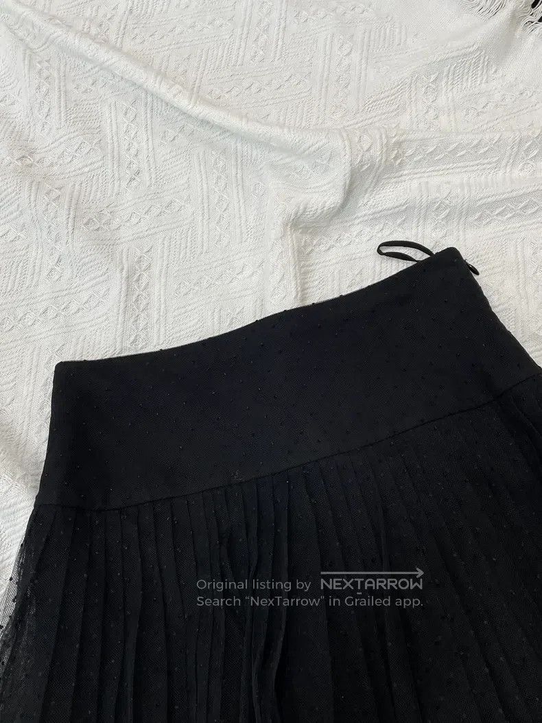 Dior Dior Black plush polked dot mesh skirt Size 24" / US 00 / IT 34 - 4 Thumbnail
