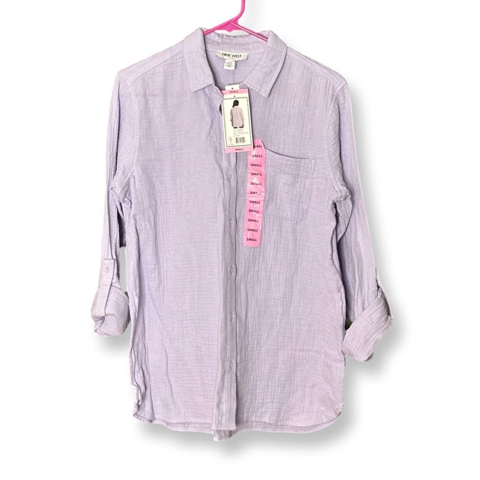 Nine West NWT Nine West Double-Crepe Button-Down Roll-Tab-Sleeve Shirt Size S / US 4 / IT 40 - 5 Thumbnail
