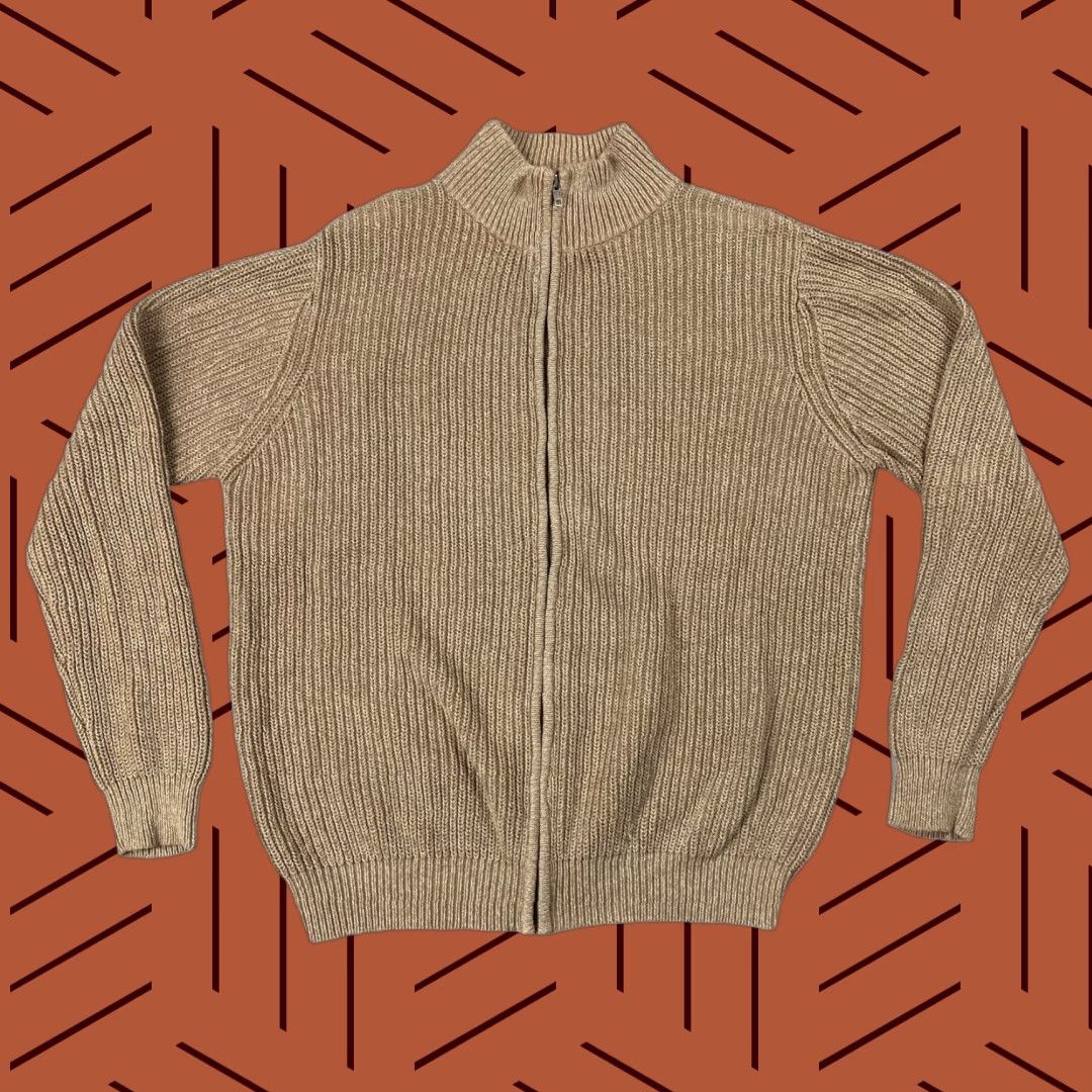 Vintage VINTAGE LL BEAN ZIP KNIT MOCK NECK SWEATER Cotton Mens LT Tall Tan 90s Full Zip Upper Body Knitwear Mens Large Tall? Size US L / EU 52-54 / 3 - 1 Thumbnail