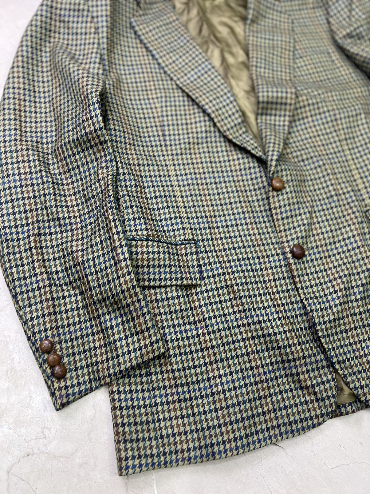 Nobless Couture Vintage 1980s Noblesse Funren Wool Cashmere Houndstooth Blaz Size 44R - 5 Thumbnail