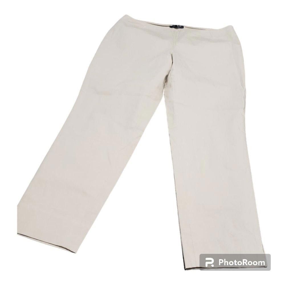 Designer CT700 Lafayette 148 Ladies Cropped Zipped Pant Beige 12 Size 34" / US 12 / IT 48 - 1 Thumbnail