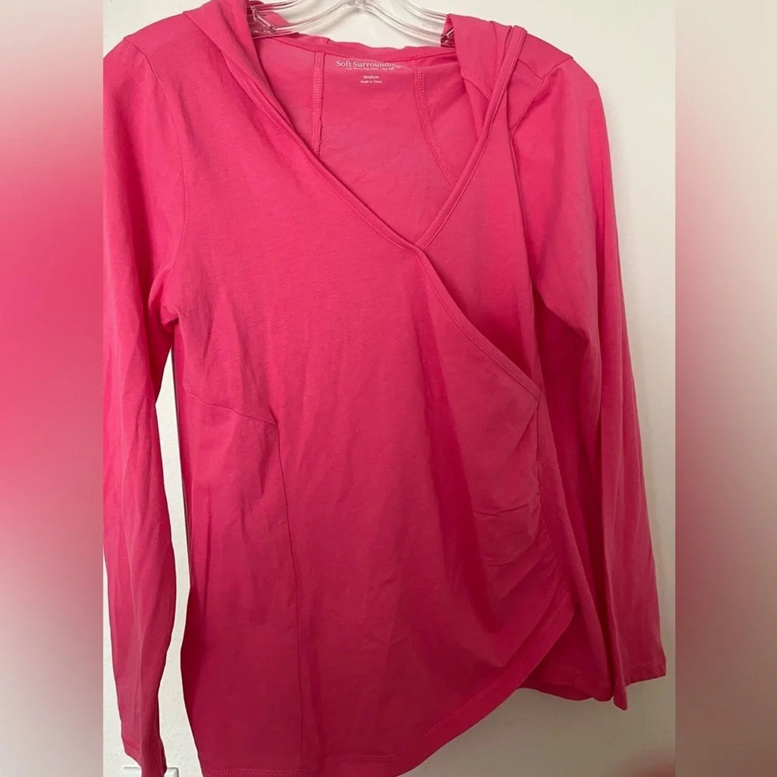 Soft Surroundings Soft Surroundings Surplice hooded faux wrap tee, size Medium Size M / US 6-8 / IT 42-44 - 2 Thumbnail