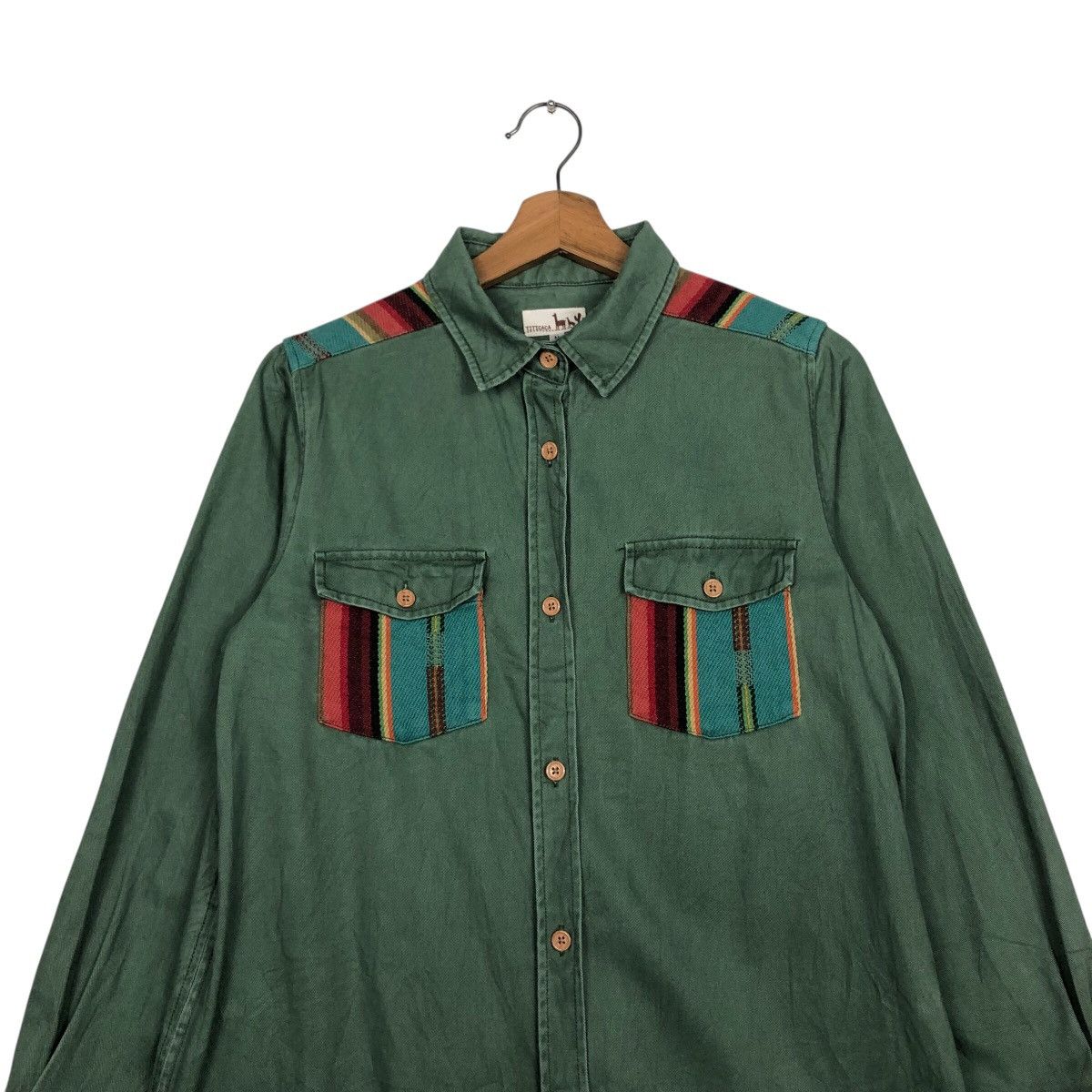 Japanese Brand 📌Vintage Titicaca Shirt Jacket Military Design Rich Green Size US M / EU 48-50 / 2 - 4 Thumbnail