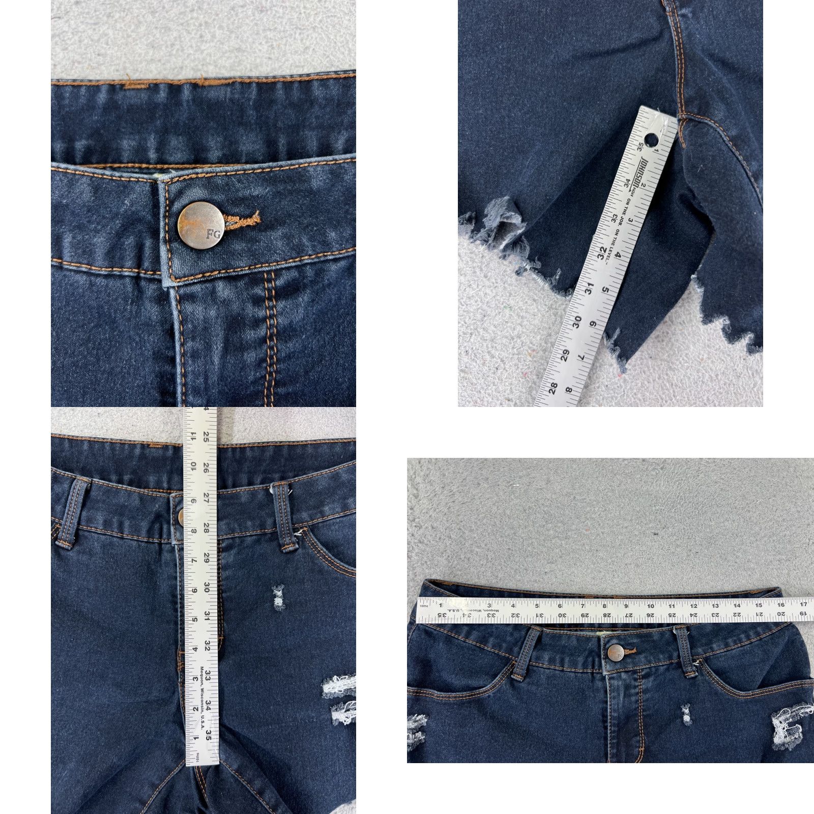 Denime FABRIZIO GIANNI Shorts Womens 31 Blue Denim Distressed Cut-Off Mid 31x5 Jeans 5 in Inseam Vintage No Casual Cotton Blend Zip Pockets Size 24" / US 00 / IT 34 - 8 Thumbnail
