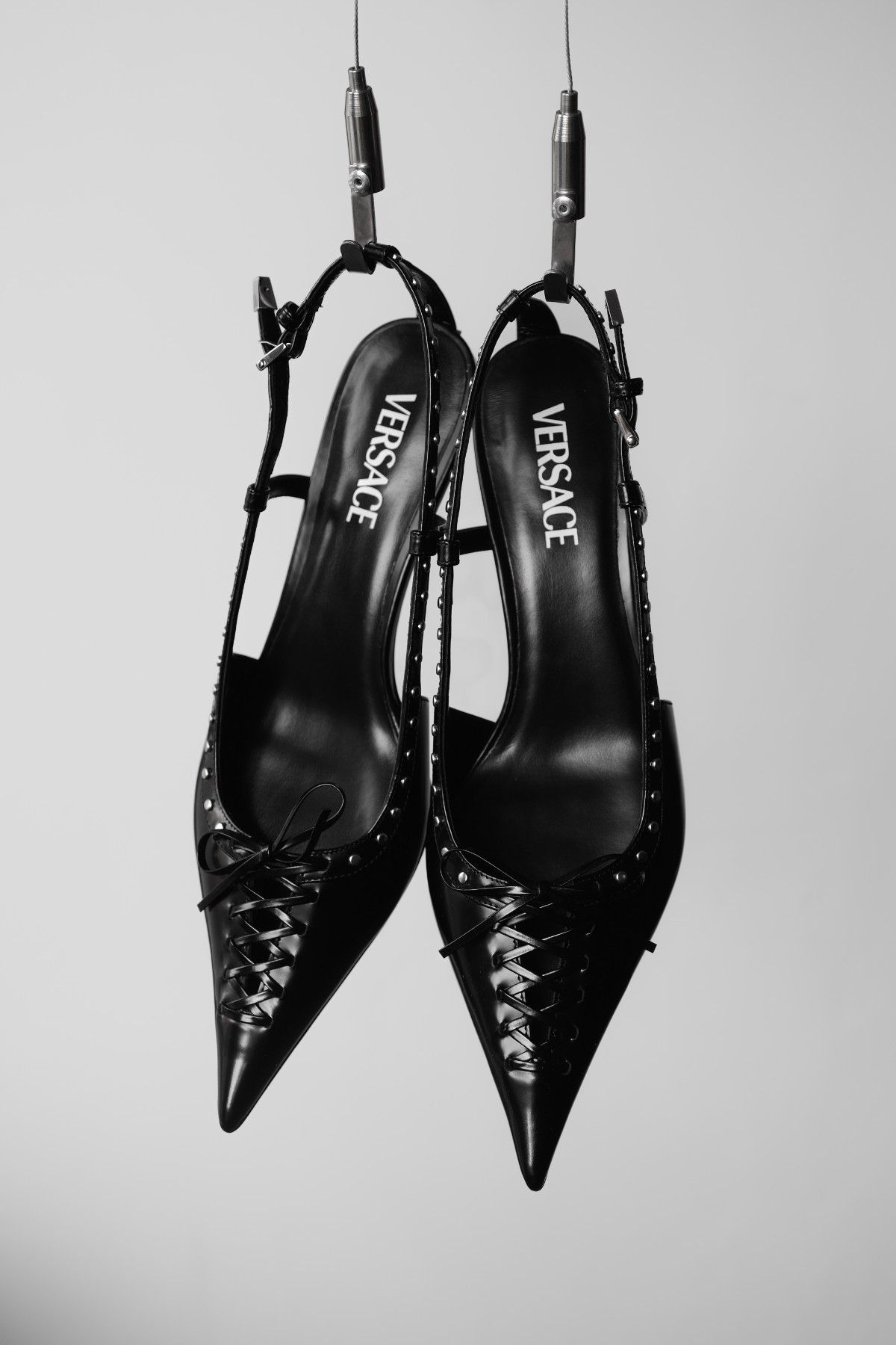 Versace VERSACE Dua Lipa - Black Leather Corset Kitten Heels Size US 9 / IT 39 - 1 Thumbnail
