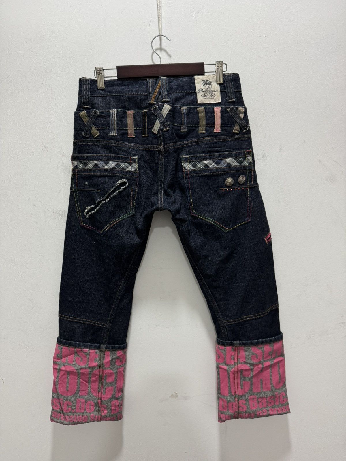 Japanese Brand VINTAGE DOMINATE DOUBLE WAIST CURVED PUNK STYLE DENIM Size US 30 / EU 46 - 9 Thumbnail