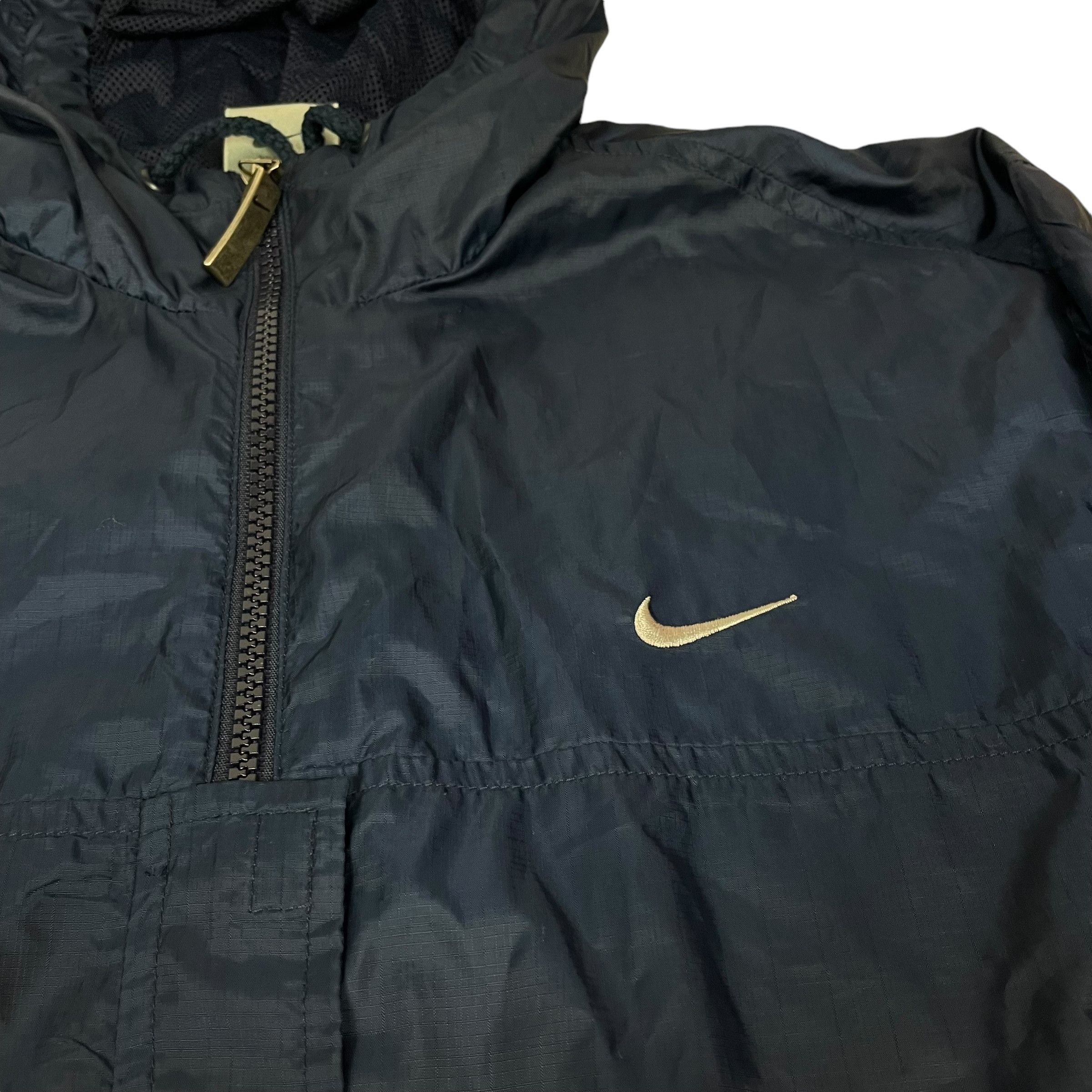 Nike × Vintage Nike Men's Navy Hooded Full Zip Windbreaker Jacket Medium Size US M / EU 48-50 / 2 - 4 Thumbnail