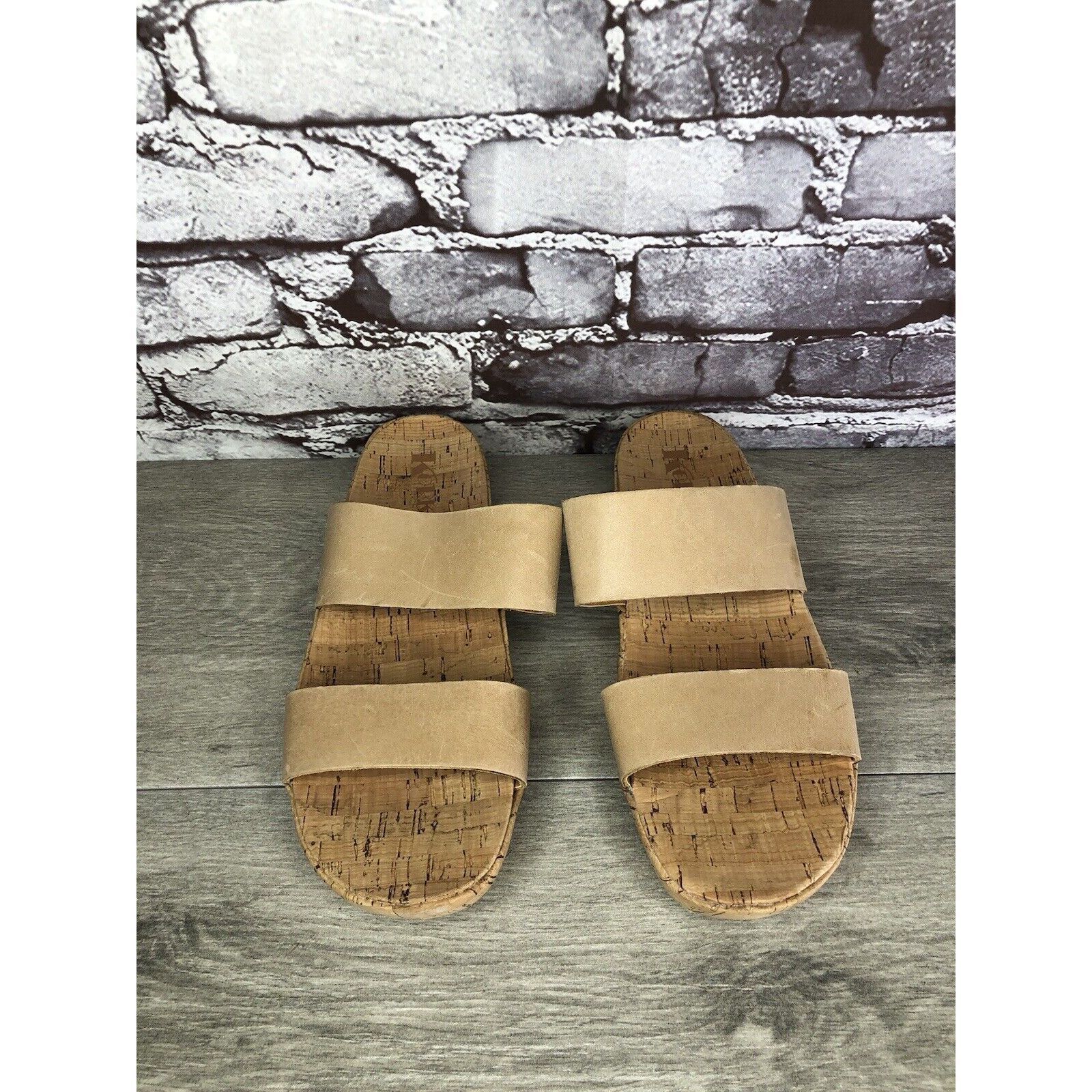 Other Korks Nude Leather Slip On Slides Cork Casual Wedge Shoes Wo Size US 9 / IT 39 - 17 Thumbnail