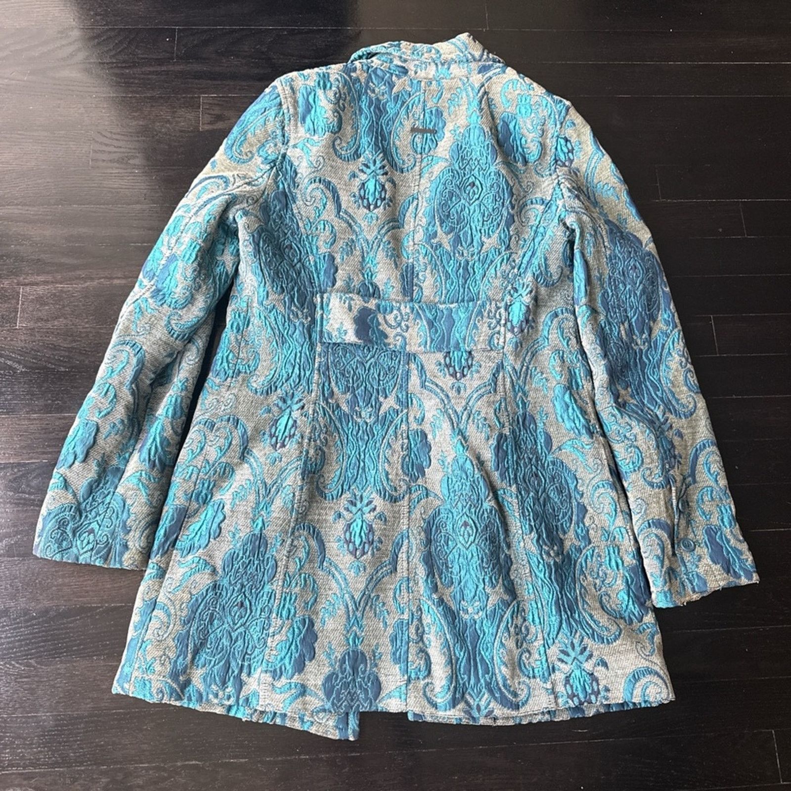 DKNY Vntg DKNY turquoise brocade Elegant Blue Women's Coat Size M / US 6-8 / IT 42-44 - 5 Thumbnail