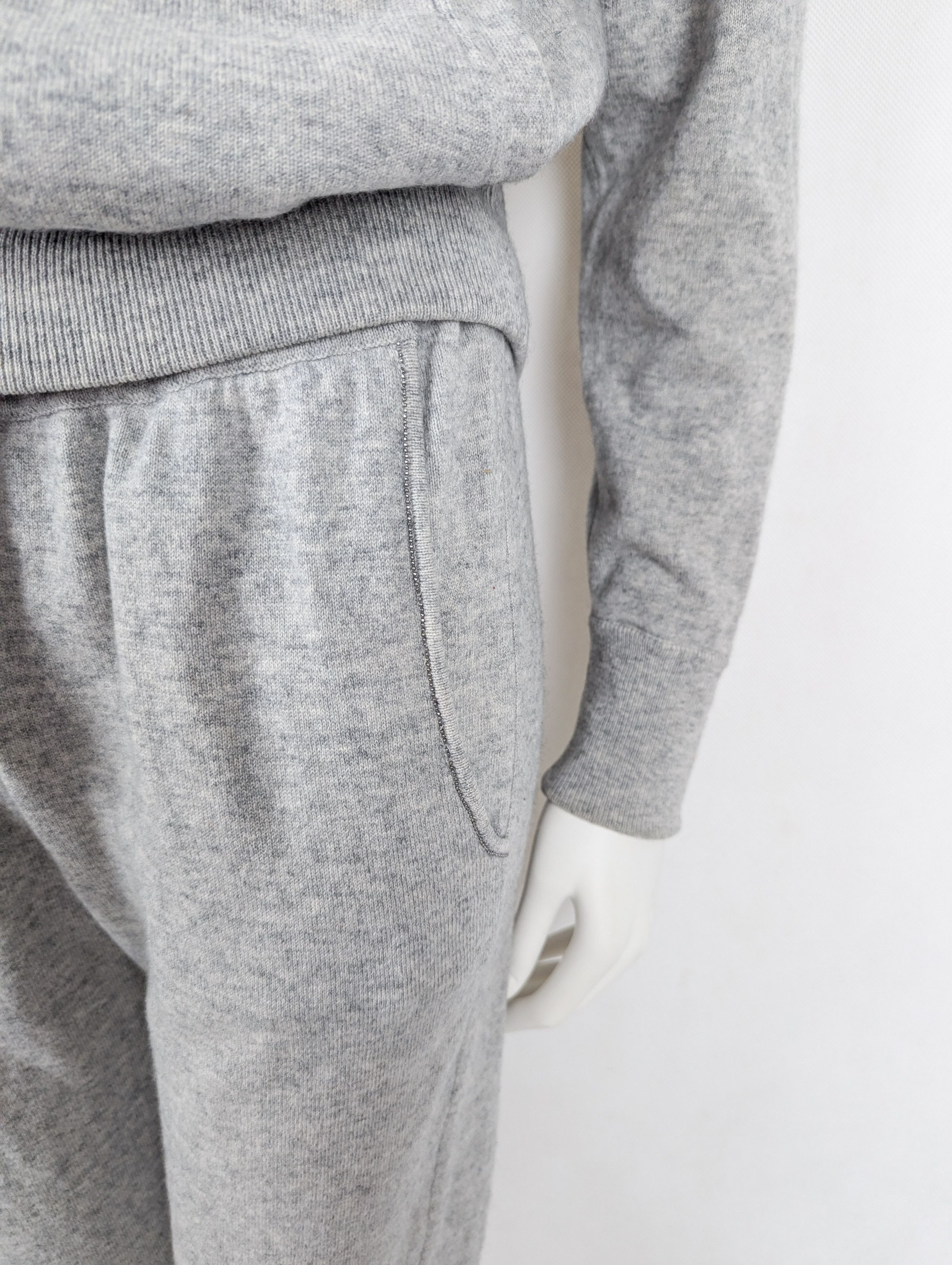 Brunello Cucinelli Brunello Cucinelli cashmere grey set suit pants zip hoodie S Size S / US 4 / IT 40 - 6 Thumbnail