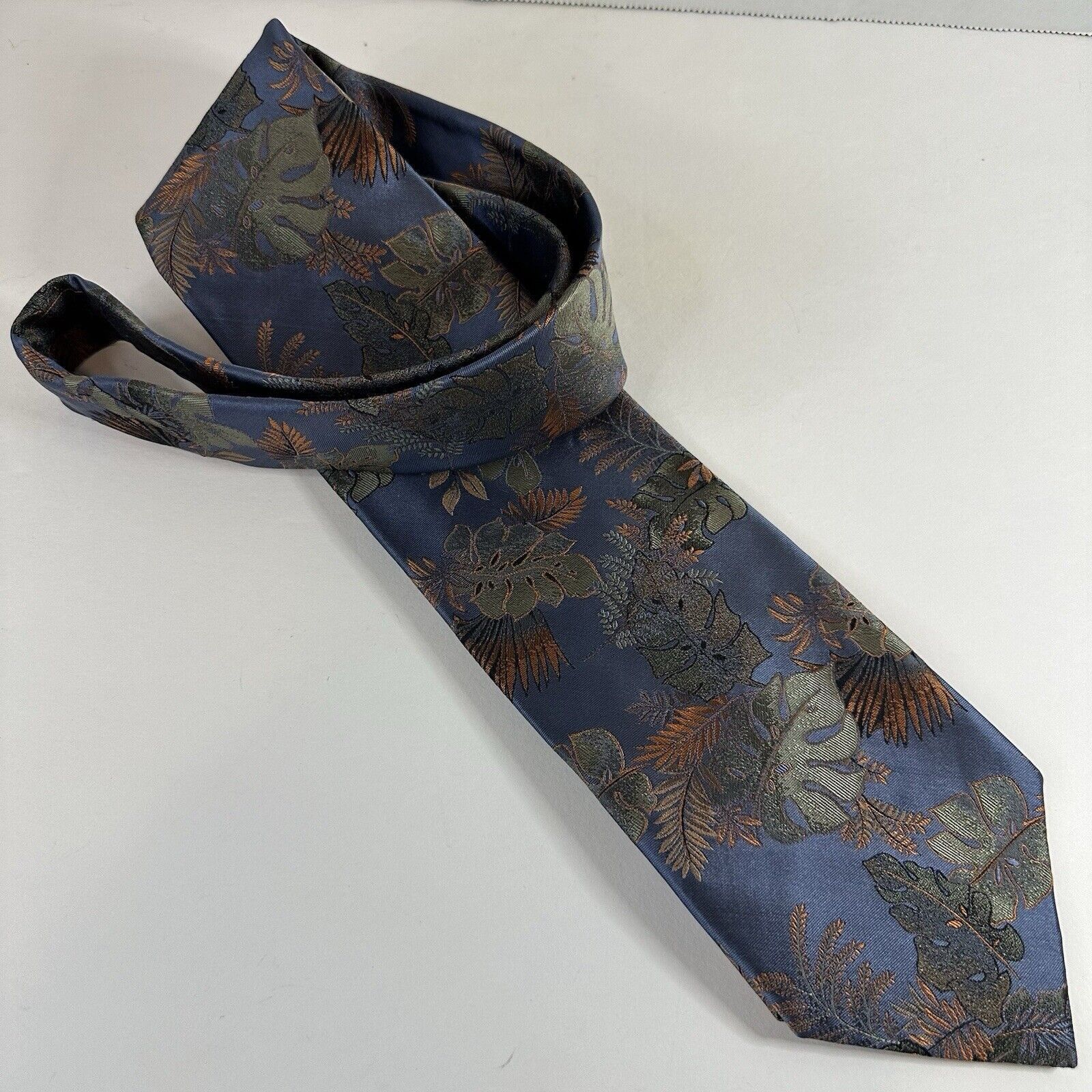 Other Tropicals by Tango Tie Handmade Silk Blue w/Green/Leaves Size ONE SIZE - 5 Thumbnail