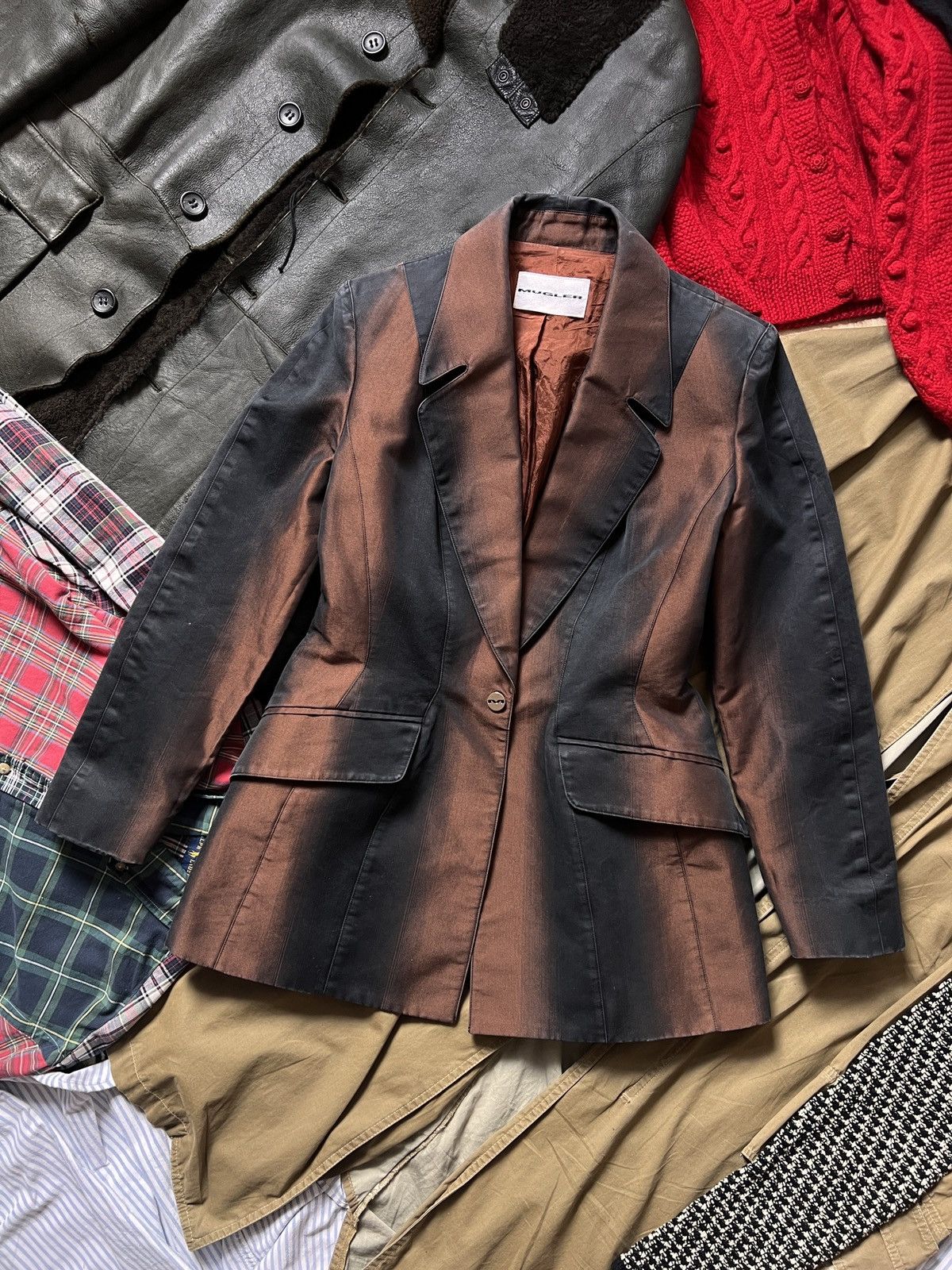 Thierry Mugler Stunning Thierry Mugler Black Bronze Cotton Womans Blazer Size L / US 10 / IT 46 - 1 Thumbnail