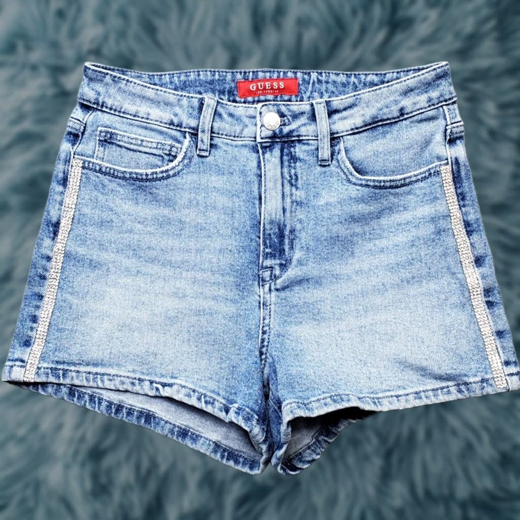 Guess GUESS Denim Shorts Womens 28 Blue Stretch Medium Wash Beaded Trim Flat Front Bermuda Shorts Mens? Womens Size 28" / US 6 / IT 42 - 1 Thumbnail