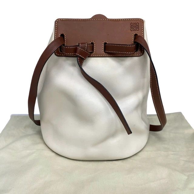Loewe Loewe White Black Calfskin Lazo Bucket Bag Size ONE SIZE - 1 Thumbnail