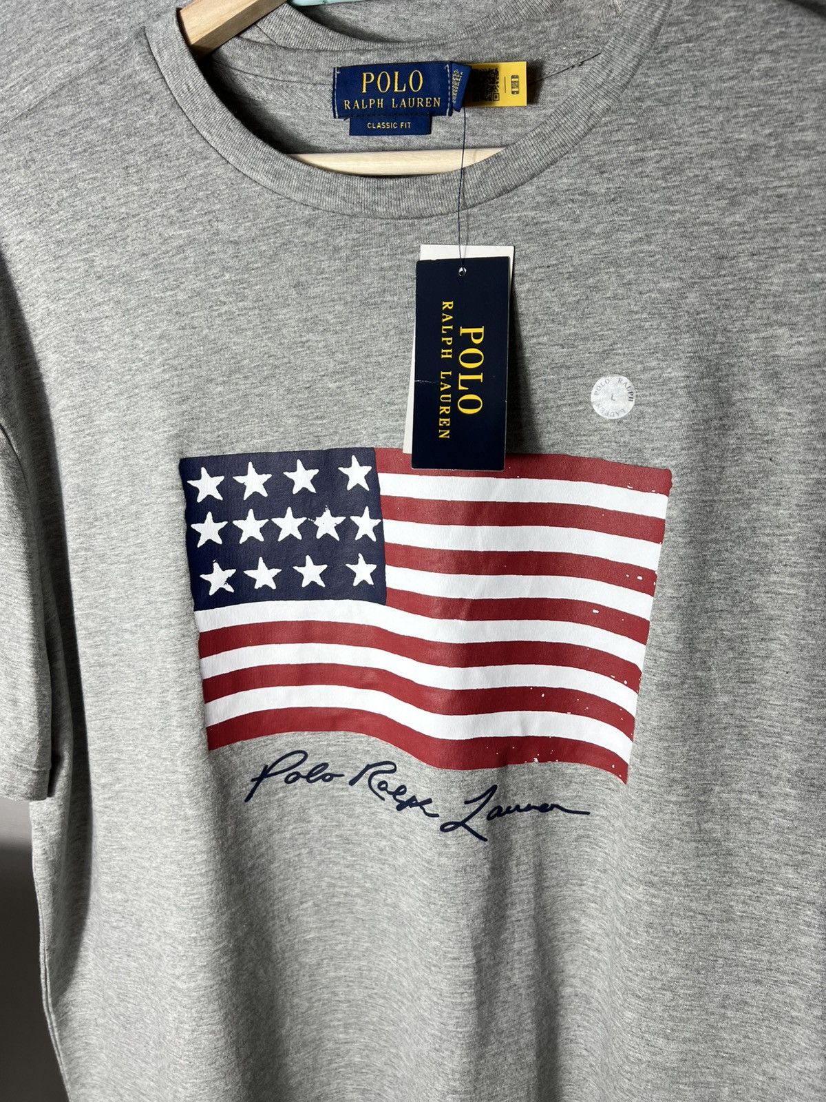 Polo Ralph Lauren Polo Ralph Lauren Grey Flag Print T-Shirt – Size L – New Size US L / EU 52-54 / 3 - 4 Thumbnail