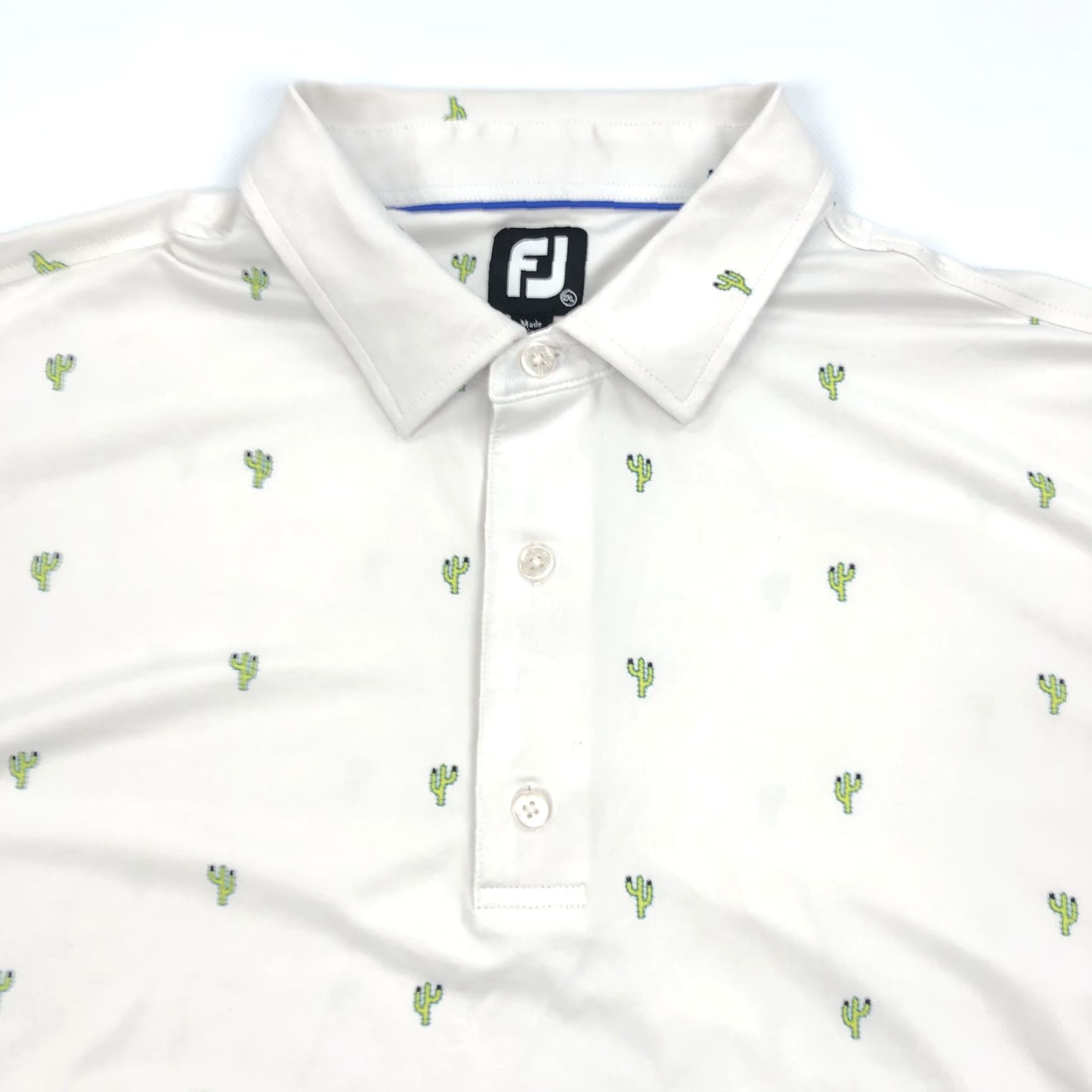 Footjoy FootJoy Polo Shirt Men 2XL White Cactus Print Golf Performance Breathable Moisture Wicking Short Sleeve Shirt Mens Size US XXL / EU 58 / 5 - 3 Thumbnail