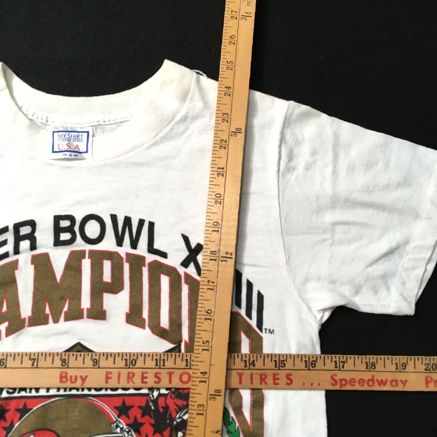 Champion VINTAGE 49ERS San Francisco Super Bowl Champions T Shirt Medium White Graphic Tee Mens Size US M / EU 48-50 / 2 - 4 Thumbnail