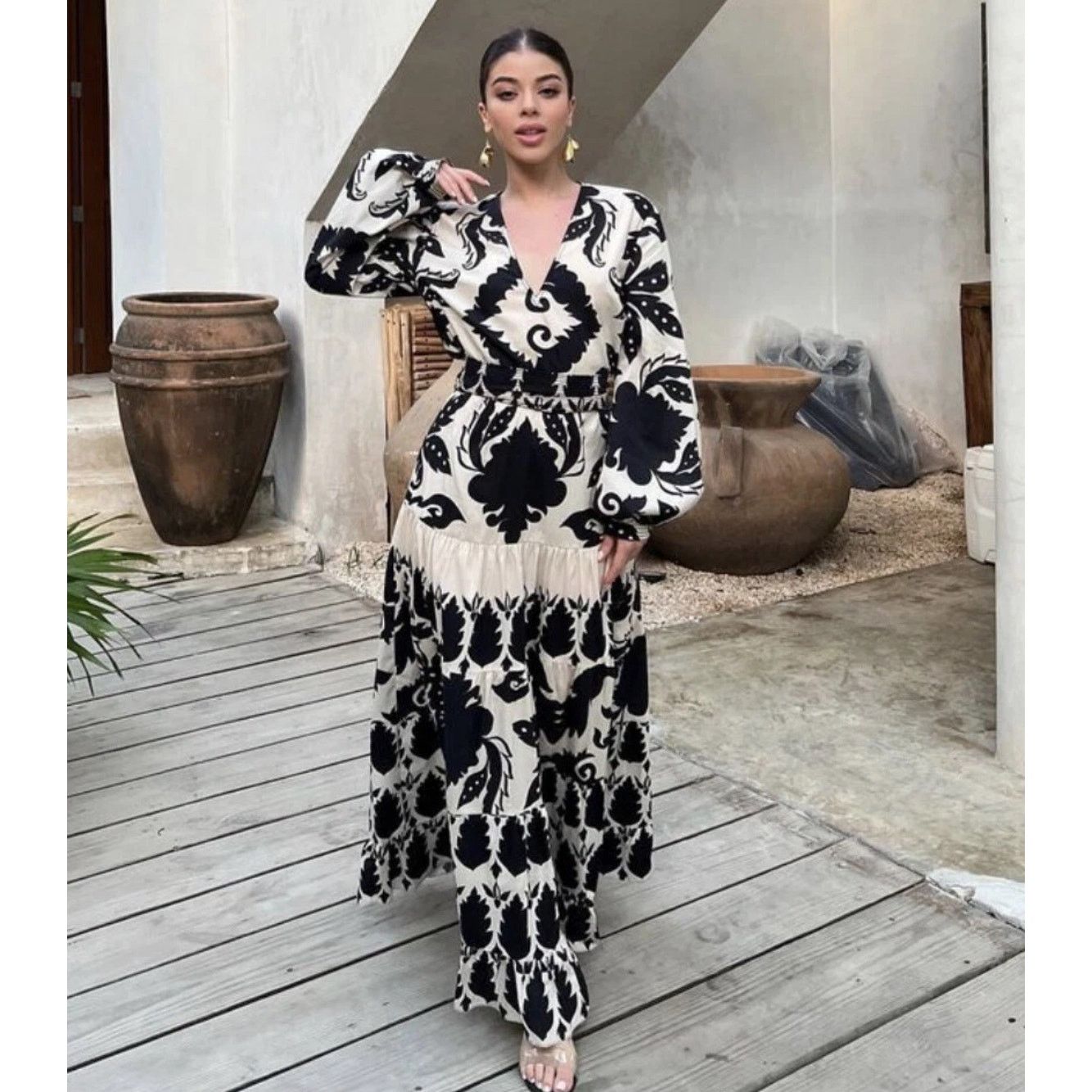 Zara Zara Black Organza Tulle Puff Sleeve Square Neck Maxi Dress | Grailed