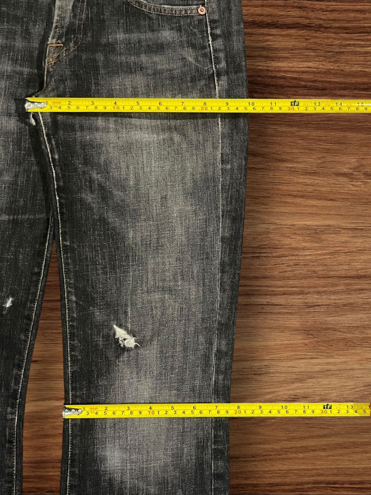 7 For All Mankind 7 For All Mankind Black Faded Washed Distressed Flare Jeans Size 29" - 13 Thumbnail
