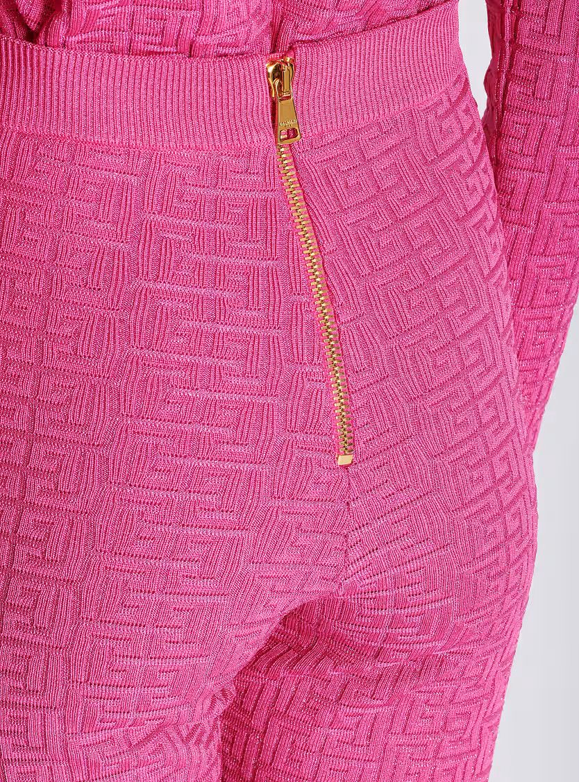 Balmain o1s1wg110725 Knit Leggings With Monogram in Pink Size 28" / US 6 / IT 42 - 5 Thumbnail