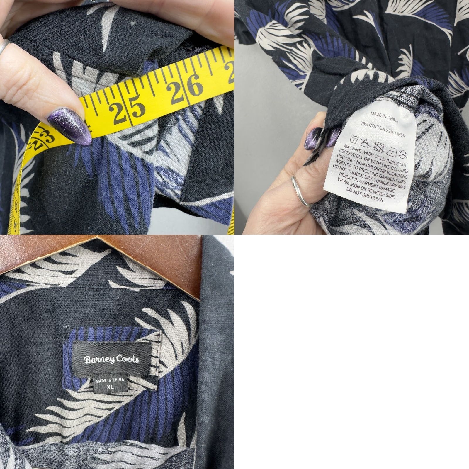 Barney Cools VINTAGE Barney Cools Hawaiian Shirt Men XL Blue Floral Aloha Beach Linen Blend Short Sleeve Button Up Mens Size US XL / EU 56 / 4 - 8 Thumbnail