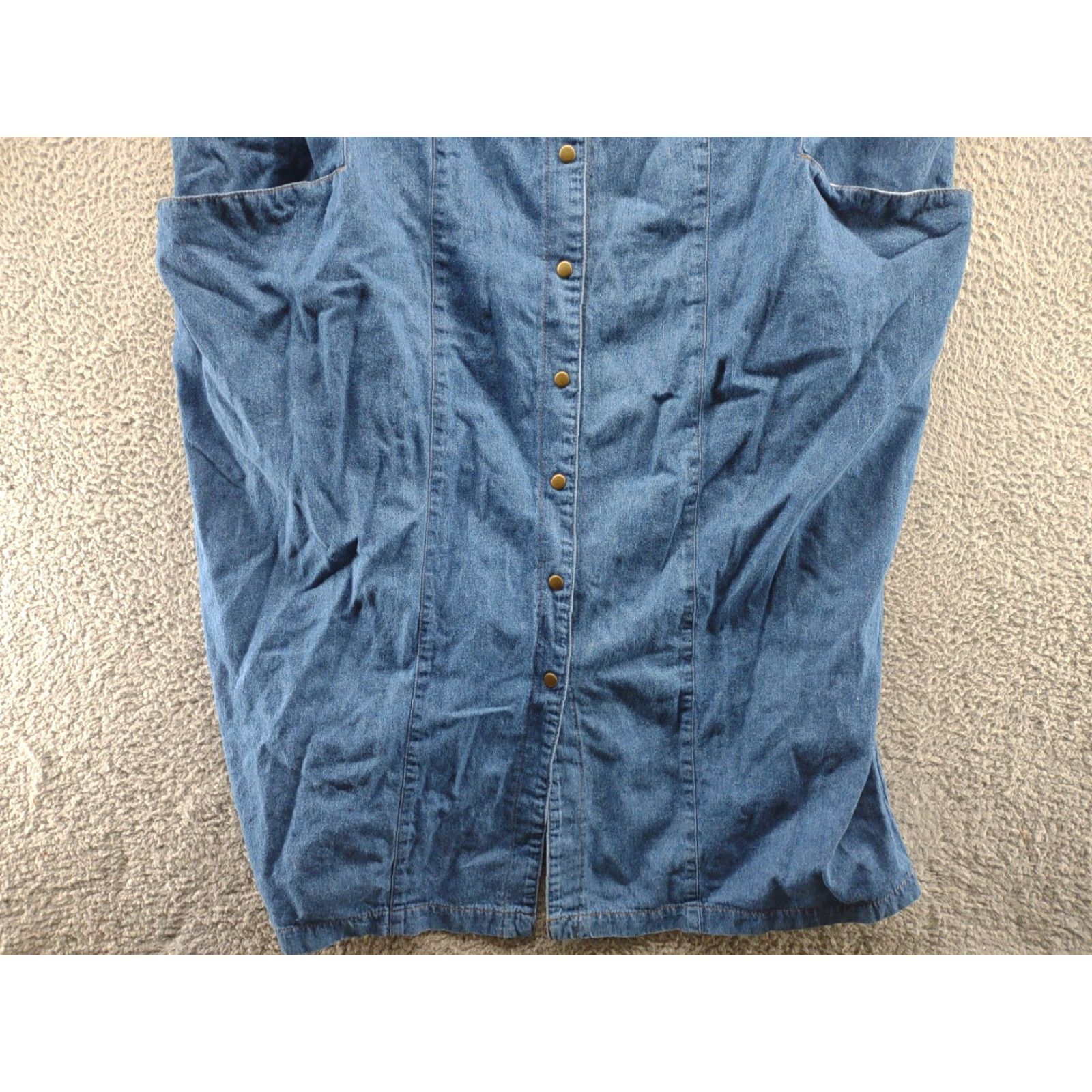 Denime VINTAGE 90s Denim Long Dress Women's Sleeveless Snap Up Tickets California Dress Denim Blue Rockabilly 6 Womens Size M / US 6-8 / IT 42-44 - 2 Thumbnail