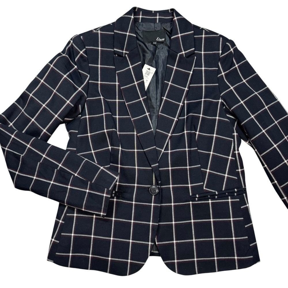 Other NWT New Etam Paris Navy Plaid Blazer Size S Size S / US 4 / IT 40 - 4 Thumbnail