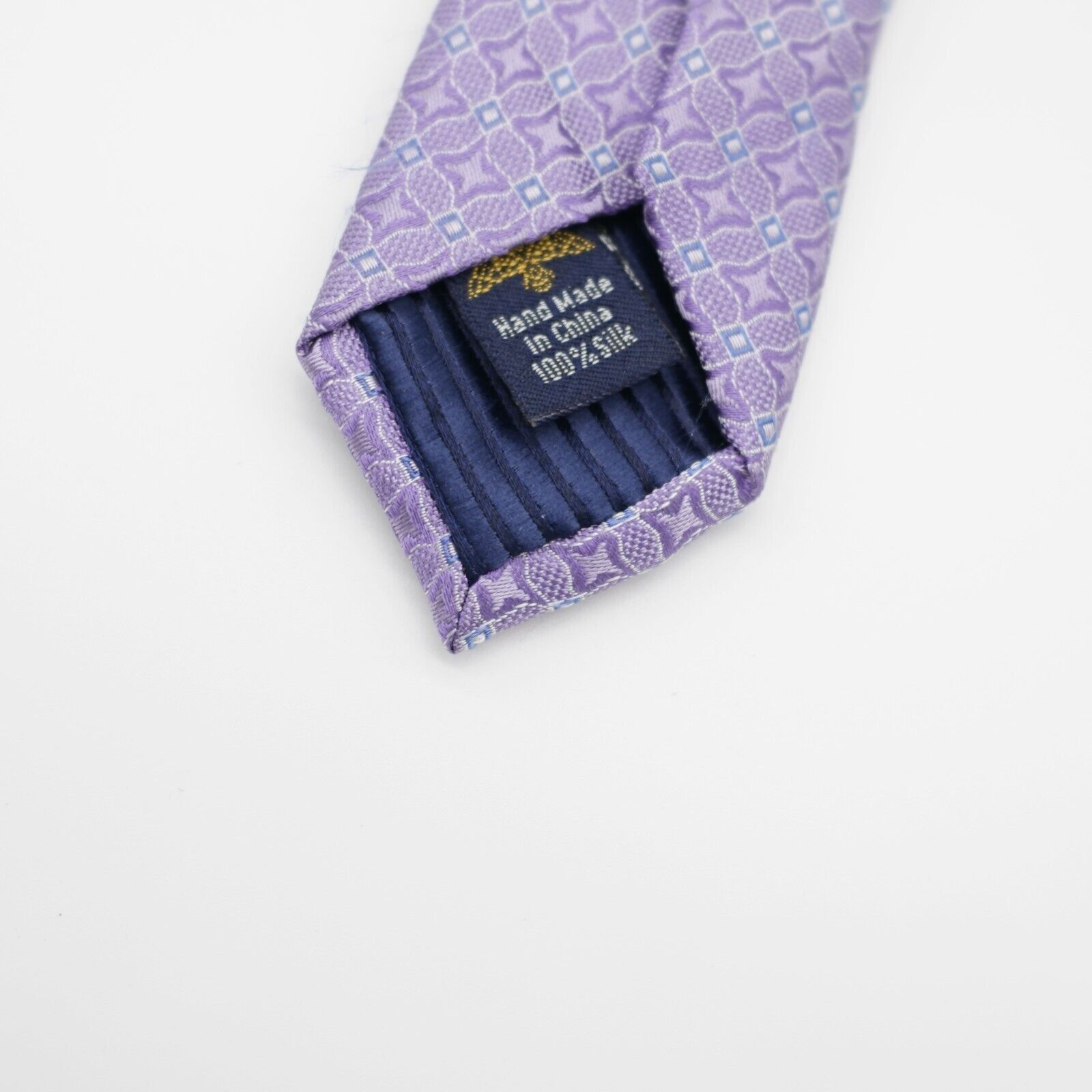 Designer Eagle Shirtmakers Purple Blue Geometric Woven Silk Tie Size ONE SIZE - 5 Thumbnail