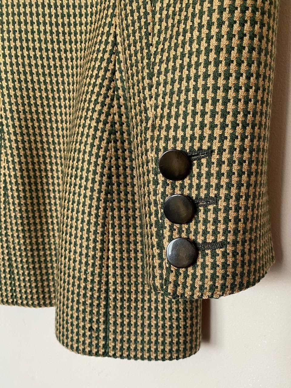 Valentino DESIGNER Valentino Boutique VTG Green Gold Check Wool Blazer Size M / US 6-8 / IT 42-44 - 7 Thumbnail