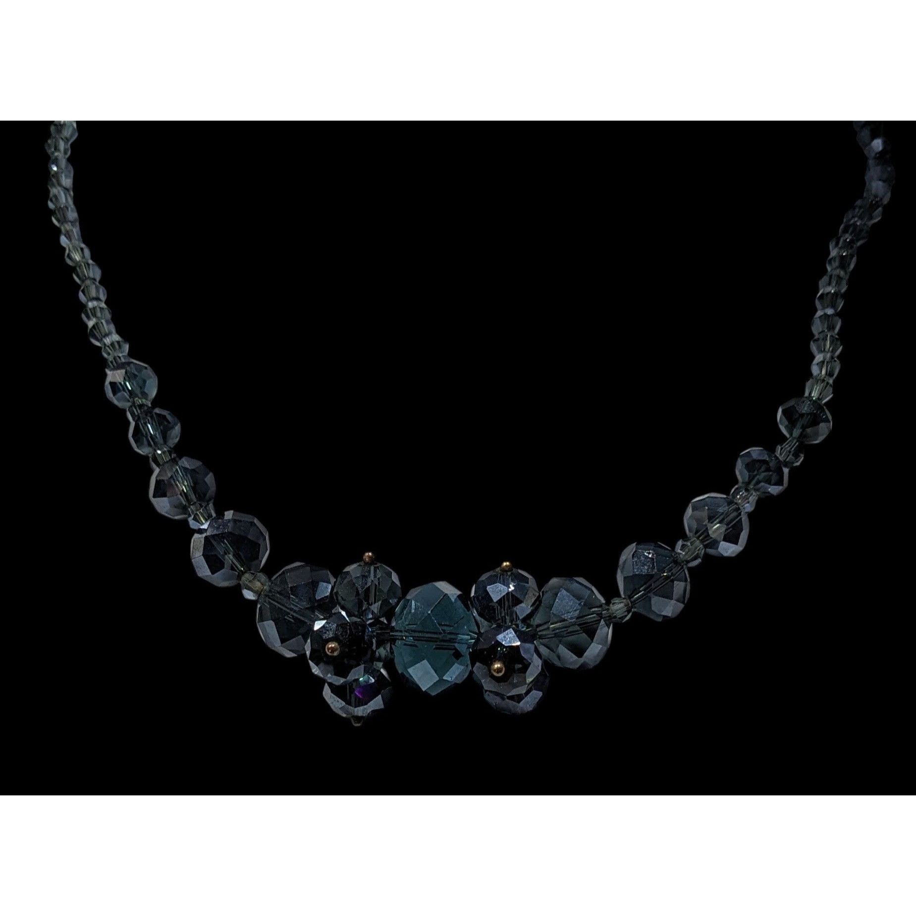 Handmade Elegant Midnight Blue Crystal Cluster Necklace Handcrafted F Size ONE SIZE - 2 Thumbnail