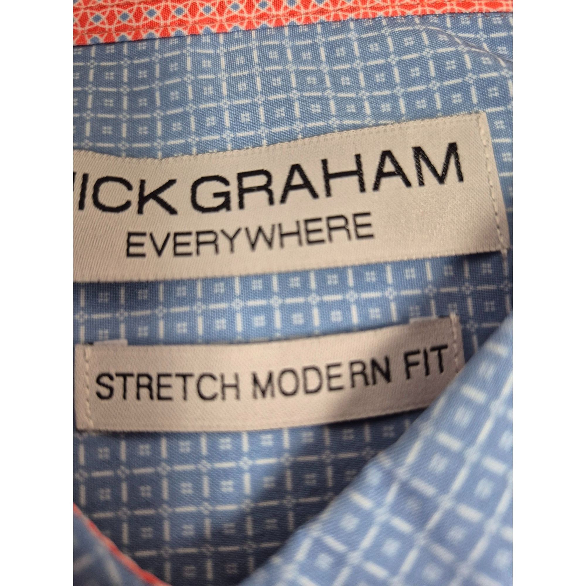 Other Nick Graham Mens XL Performance Stretch Sport Shirt Blue Pat Size US XL / EU 56 / 4 - 4 Thumbnail