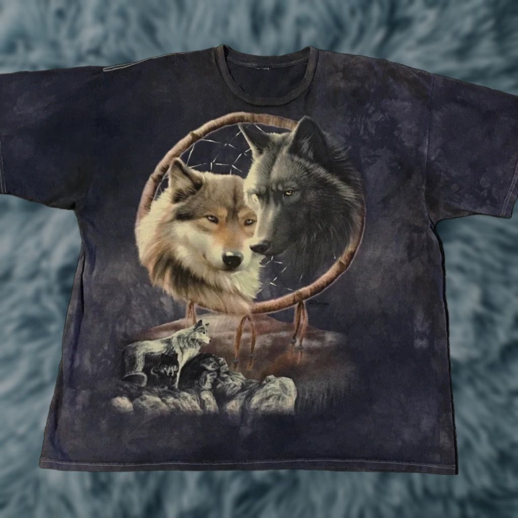 Vintage Vtg The Mountain Faded Wolf Tie Dye Shirt XXL Animal Nature Grunge Native 90s Size US XXL / EU 58 / 5 - 1 Thumbnail